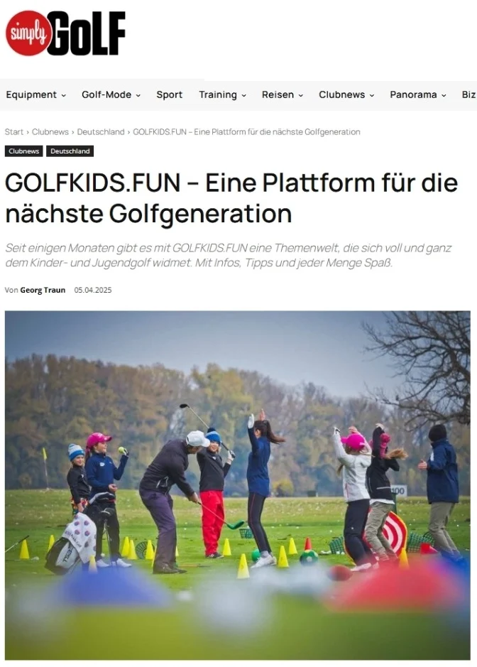 Bericht auf www.simplygolf.at, dem Magazin für den Golfsport | Bild: Screenshot